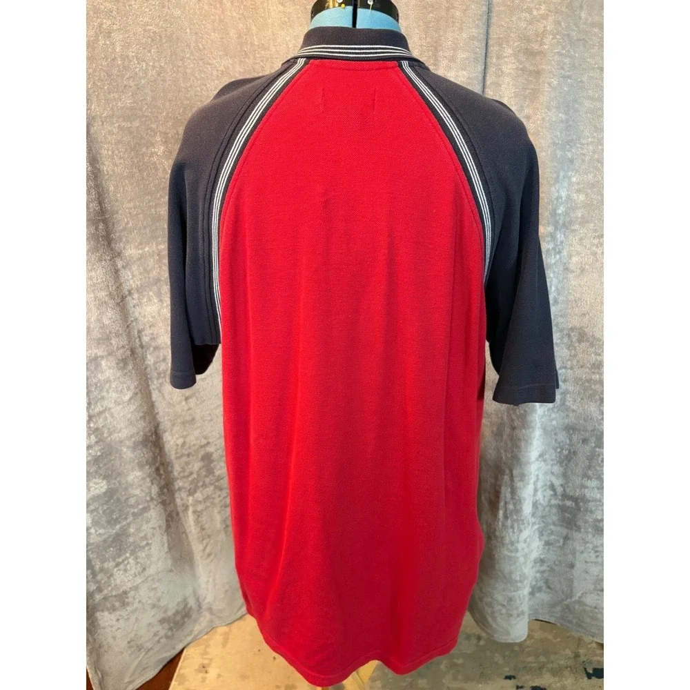Chaps Ralph‎ Lauren Mens XL Red Navy Colorblock Raglan Stripe Polo Shirt Cotton